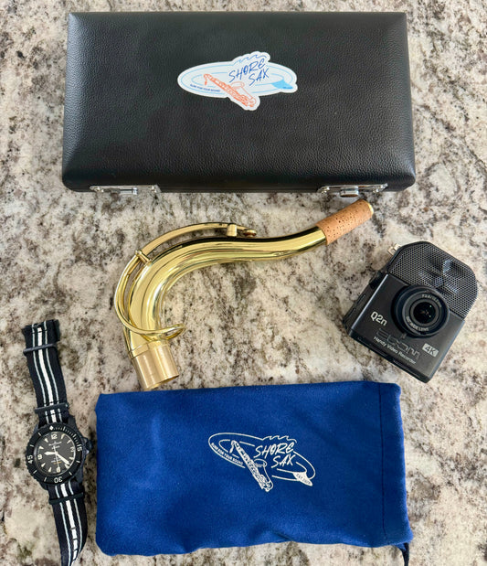 SHORE SAX Mark ONE Neck for Tenor Saxophone: 24k Gold Plate (5 digit sizing)